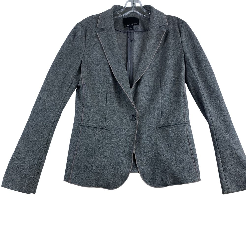 2/$30 Banana Republic Blazer Women Sz 4 Gray Unstructured Business Office Work